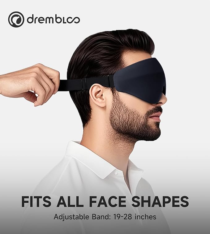 Sleep Mask with 3D Contoured Memory Foam, Zero Light Leakage Nose Bridge, Breathable Eye Cover for Side Sleepers, Travel, Office Nap & Insomnia Relief,Black