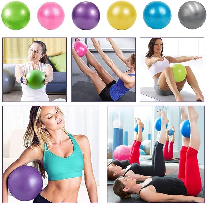 Mini Yoga Balls 9 Inch Exercise Pilates Therapy Balance Barre Equipment for Home Stability Squishy Training PhysicalCore Training(6 PCS)