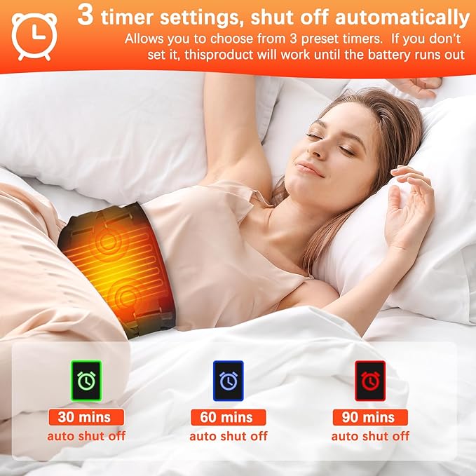 60” Cordless Heating Pad Back Brace with Heat and Massage for Back Pain Relief, Portable Rechargeable 10000mAh Battery Lower Back Massager Lumbar Support Belt, Father's Day Gifts for Dad Men Women