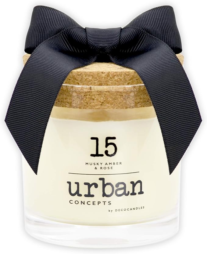 Urban Concepts by DECOCANDLES - Musky Amber & Rose - Highly Scented Soy Candle - Long Lasting Warm Fragrance - Hand Poured in USA (6.7 Oz.)