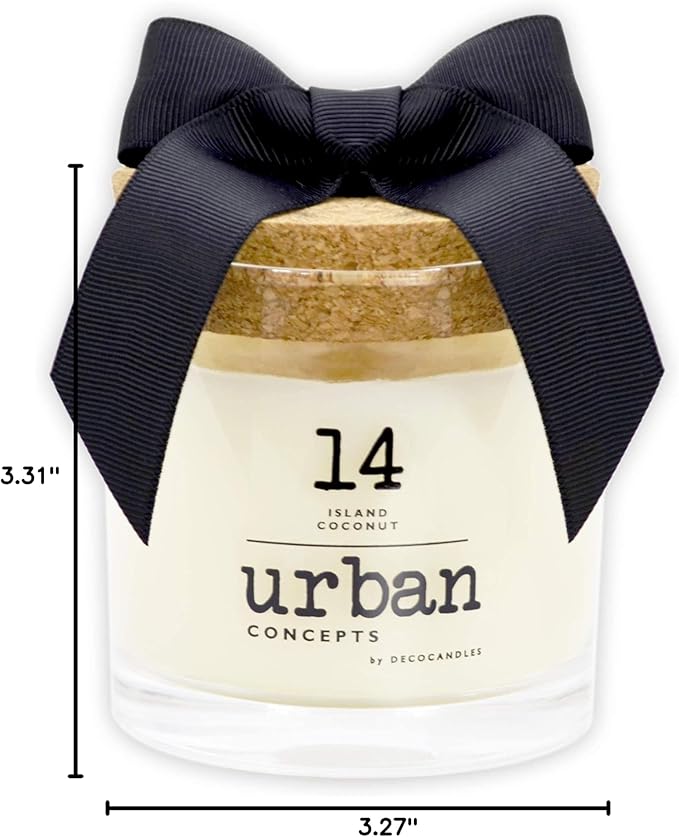 Urban Concepts by DECOCANDLES - Island Coconut - Highly Scented Soy Candle - Long Lasting Tropical Aroma - Hand Poured in USA (6.7 Oz.)