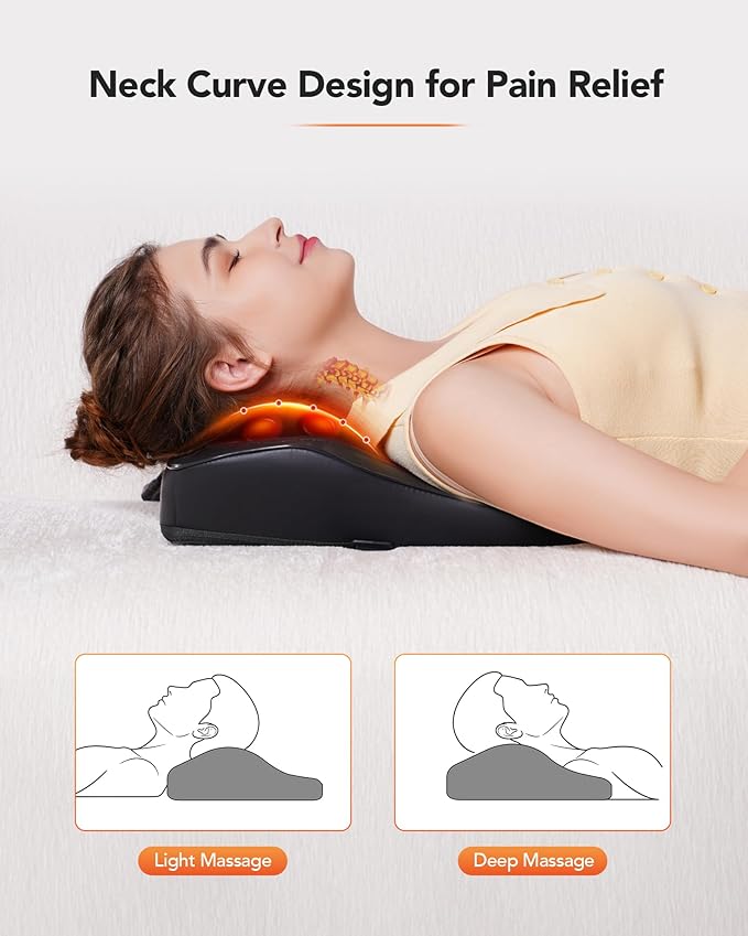 Back Massager with Heat, Neck Massager for Pain Relief Deep Tissue 3D Shiatsu Kneading Electric Massage Pillow for Whole Body Relaxation, Home, Car, Office Use, for Mom, Dad, Women, Men