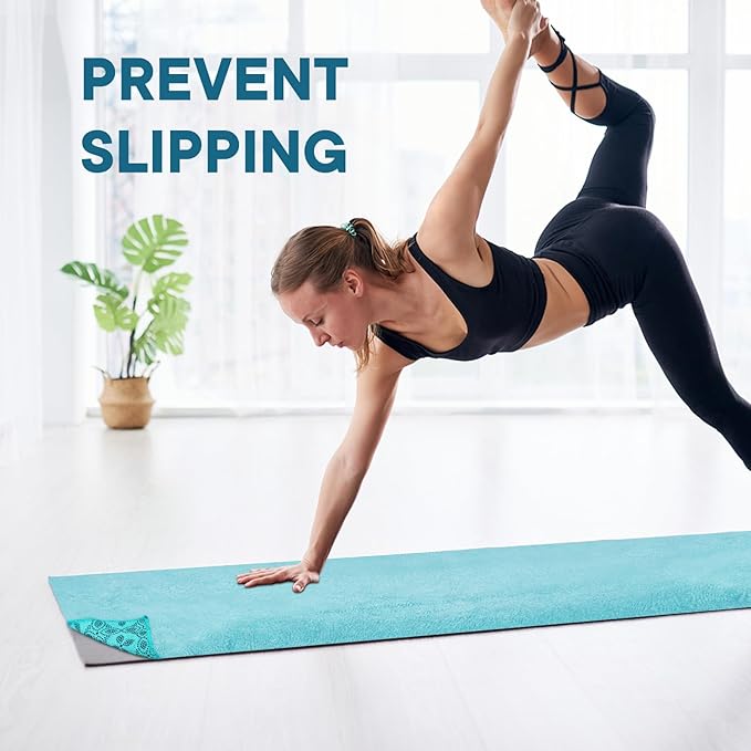 Yoga Towels, Non Slip Hot Yoga Mat Towel with Grip Dots,Super-Absorbent Soft Microfiber Yoga Blanket for Pilates, Fitness and Workout 72inch x 24inch