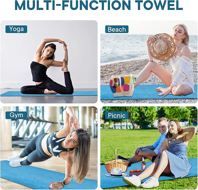Yoga Towels, Non Slip Hot Yoga Mat Towel with Grip Dots,Super-Absorbent Soft Microfiber Yoga Blanket for Pilates, Fitness and Workout 72inch x 24inch