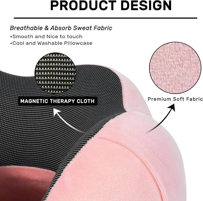 Neck Pillow Airplane-2 Pack Memory Foam Travel Pillow, Soft Support Travel Neck Pillow for Travelling, Sleeping Rest, Car, Train and Home Use (Grey&Pink)