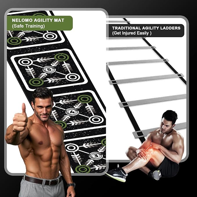 Agility Ladder Mat 11.9 ft X 1.3 ft Agility Ladder Pad Agility Training Equipment Agility Workout Ladder Mat for Soccer Football Tennis Boxing Training