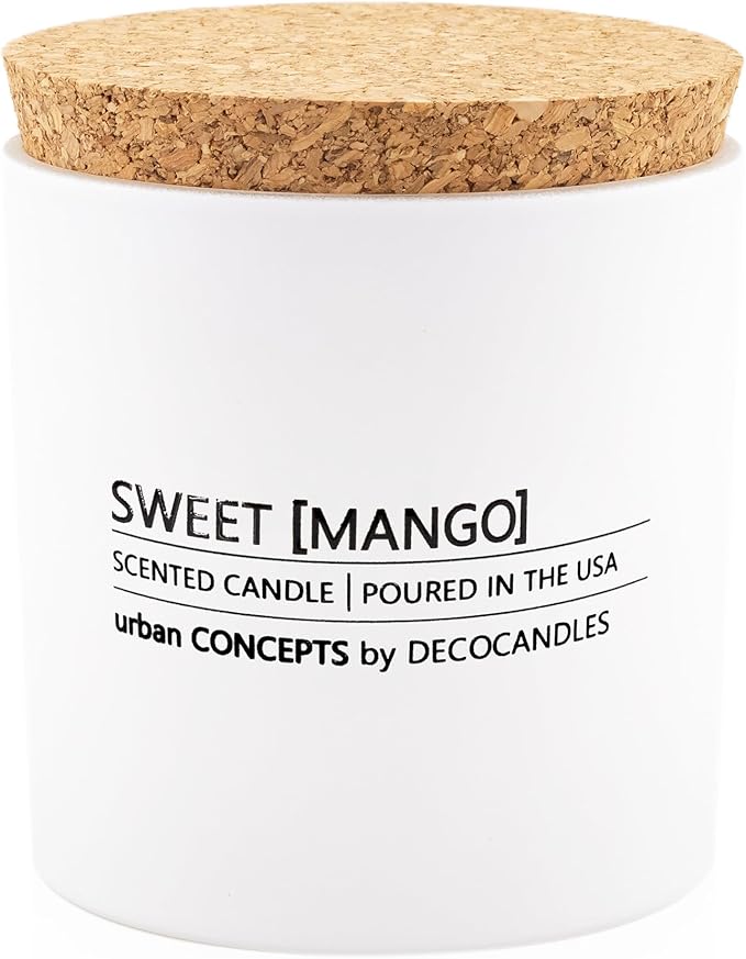 Urban Concepts by DECOCANDLES - Sweet Mango - Highly Scented Soy Candle - Long Lasting Tropical Aroma - Hand Poured in USA (9 Oz. Cork)