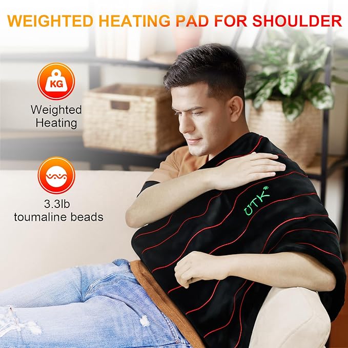 UTK Heating Pad for Back Pain Relief with Far Infrared Therapy, Infrared Heating Pad with Tourmaline, 2H Auto-Off for Shoulder, Period Cramps,Knee, Sciatica Pain Relief - 20''x24''