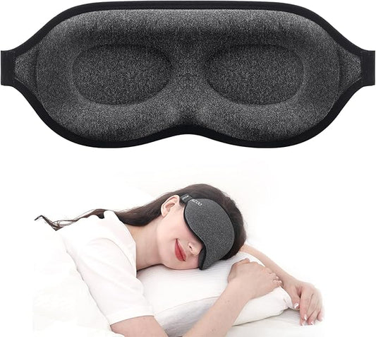MZOO Luxury Sleep Mask for Back, Side Sleeper, Complete Light Blocking Sleeping Eye Mask Night Blindfold, 3D Zero Pressure & Spacious for Lash Extensions, Breathable Soft Eye Cover Flight Nap Travel