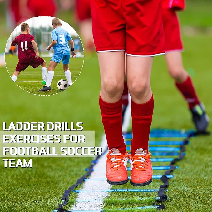 2 Pieces Agility Ladder 20 Feet Adjustable Rungs Speed Training Exercise Ladders with Carry Bag for Kids and Adults Soccer Football Boxing Footwork Sports Speed Agility Training