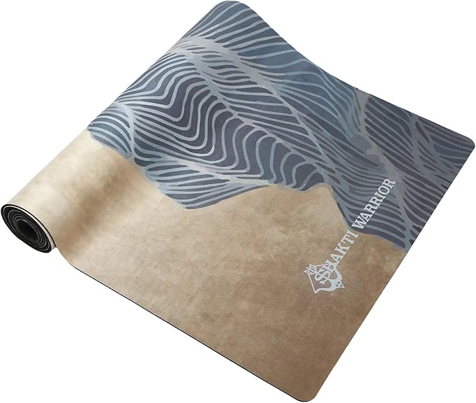 Shakti Warrior Suede yoga mat - Premium Printed Natural Eco-friendly Non-Slip Mat Great for Hot Yoga, Pilates, Workouts (72 inch x 24 inch x 3mm thick)