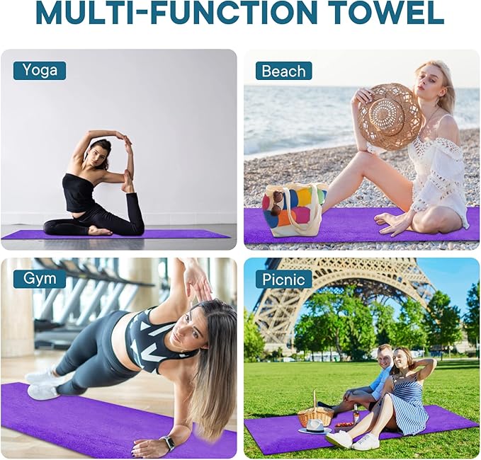 Yoga Towels, Non Slip Hot Yoga Mat Towel with Grip Dots,Super-Absorbent Soft Microfiber Yoga Blanket for Pilates, Fitness and Workout 72inch x 24inch