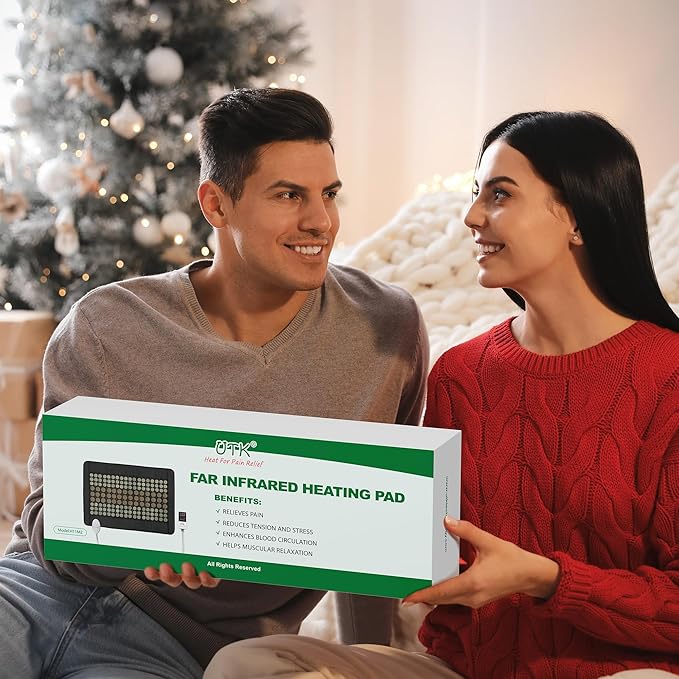 UTK Far Infrared Heating Pad for Back, 5X Pain Relief for Waist, Abdomen, Thigh, Hip, Hot to 159℉, FSA-HSA Eligible, Natural Jade & Tourmaline, Auto Shut Off, 21" x 31'' Large Size, Gift for Women Men