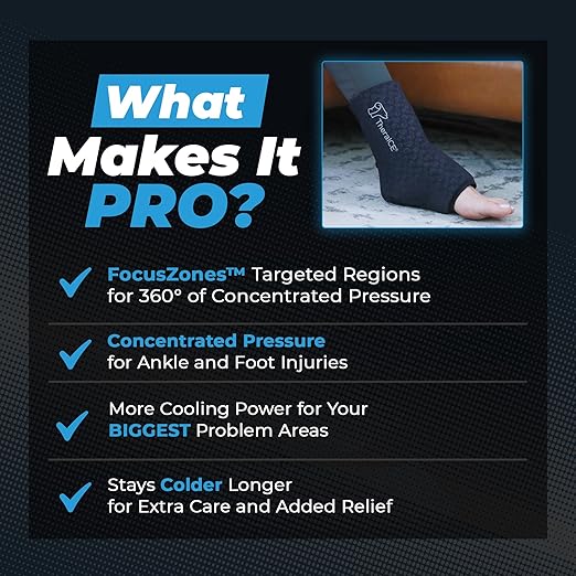 TheraICE Ankle Ice Pack Wrap PRO for Swelling & Sprained Ankle Brace for Women & Men, Cold Therapy Support Compression Socks, Plantar Fasciitis & Achilles Tendonitis Relief, Sore Feet & Heel