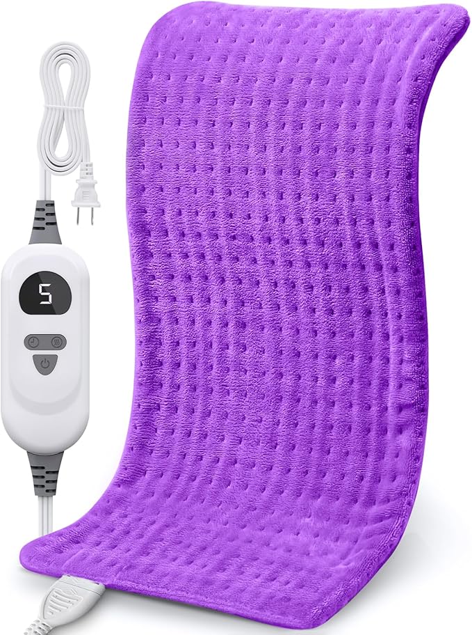NOWWISH Heating Pad for Back Pain & Cramps Relief, Moist Heat Pad for Neck & Shoulder, Auto Shut Off, Machine Washable, Christmas Gifts for Women, 12"x 24" Purple