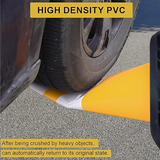 OrangeStar 8-Pack 12" Traffic Cones, Yellow Safety Cones with Reflective Collar, Weighted Base for Driving Practice, Parking Lots, Construction, Flexible PVC, Indoor & Outdoor Use