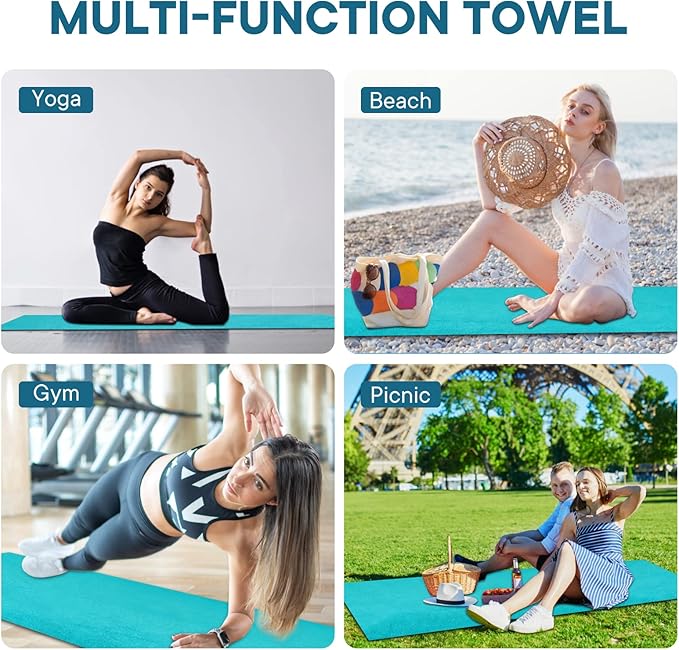 Yoga Towels, Non Slip Hot Yoga Mat Towel with Grip Dots,Super-Absorbent Soft Microfiber Yoga Blanket for Pilates, Fitness and Workout 72inch x 24inch