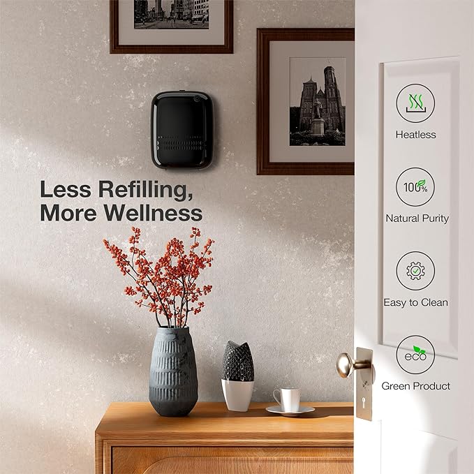 Smart Scent Air Machine with 400mL Capacity Up to 2000 sq.ft. Waterless Essential Oil Diffuser for Home and Commercial Use, Aromatherapy Scent Diffuser for Large Rooms, ANW-Black