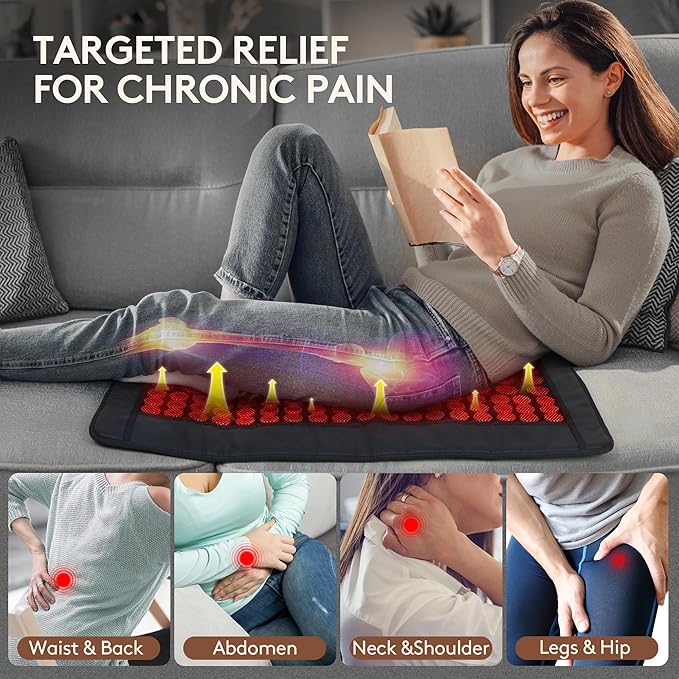 UTK Far Infrared Heating Pad for Back, 5X Pain Relief for Waist, Abdomen, Thigh, Hip, Hot to 159℉, FSA-HSA Eligible, Natural Jade & Tourmaline, Auto Shut Off, 21" x 31'' Large Size, Gift for Women Men