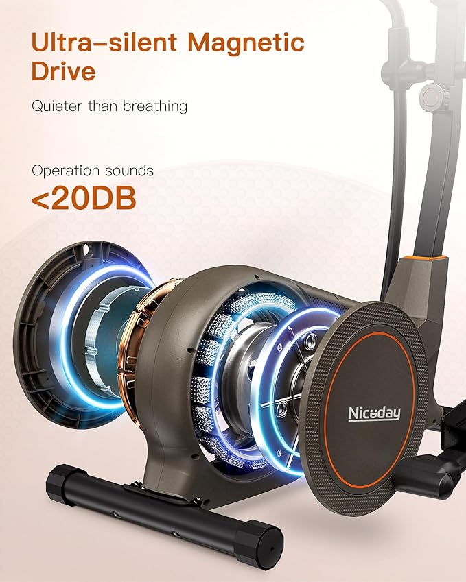 Niceday Elliptical Exercise Machine, Elliptical Machine for Home, Magnetic Elliptical Trainer with 15.5IN-19IN Stride, 16 Resistance Levels, 400LBS Loading Capacity, Support Kinomap APP