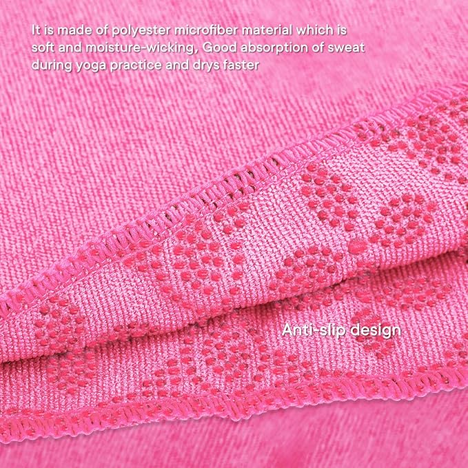 Yoga Towels, Non Slip Hot Yoga Mat Towel with Grip Dots,Super-Absorbent Soft Microfiber Yoga Blanket for Pilates, Fitness and Workout 72inch x 24inch