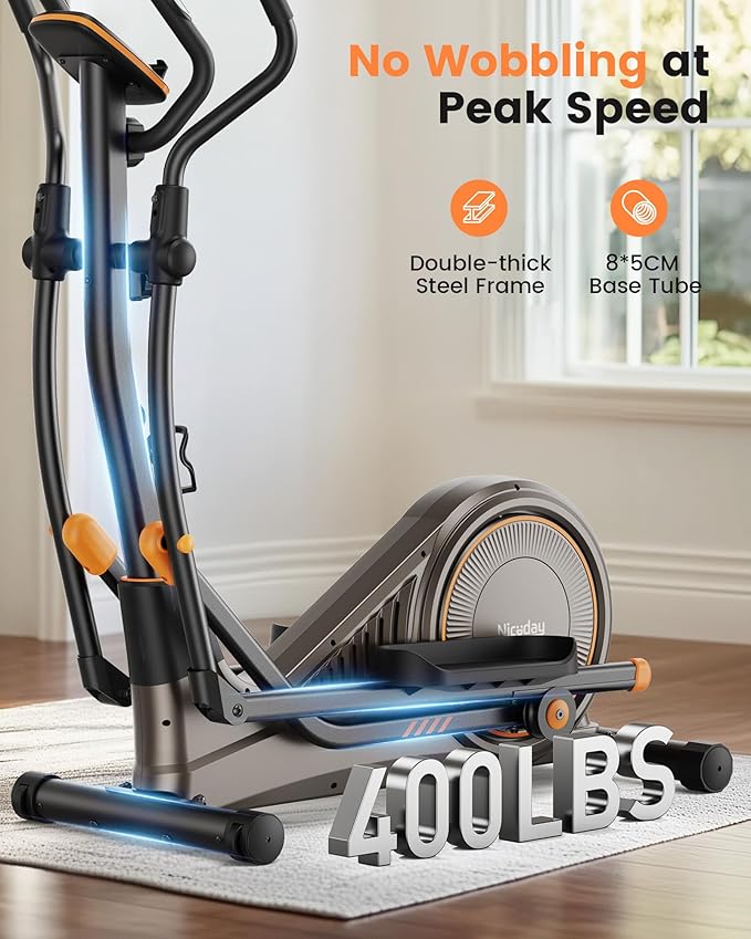Niceday Elliptical Exercise Machine, Elliptical Machine for Home, Magnetic Elliptical Trainer with 15.5IN-19IN Stride, 16 Resistance Levels, 400LBS Loading Capacity, Support Kinomap APP