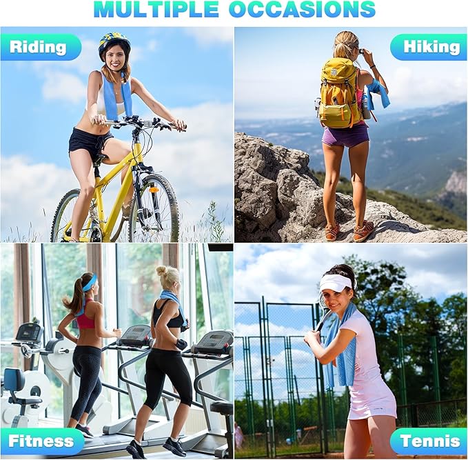 MENOLY 10 Pack Cooling Towels, Sweat Towels Cooling Towels for Neck and Face, Microfiber Towel Soft Breathable Towel for Gym, Yoga, Camping, Running, Fitness, Workout & More Activities(32"x12")