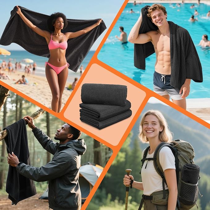 Microfiber Sweat Towel Quick Dry Lightweight Absorbent 3 Pack,Fast Drying 27‘’ X 55‘’ Negative Ions Odorless Gym Towels for Men & Women Yoga Sports Travel Outdoor Camping Gym (Large)