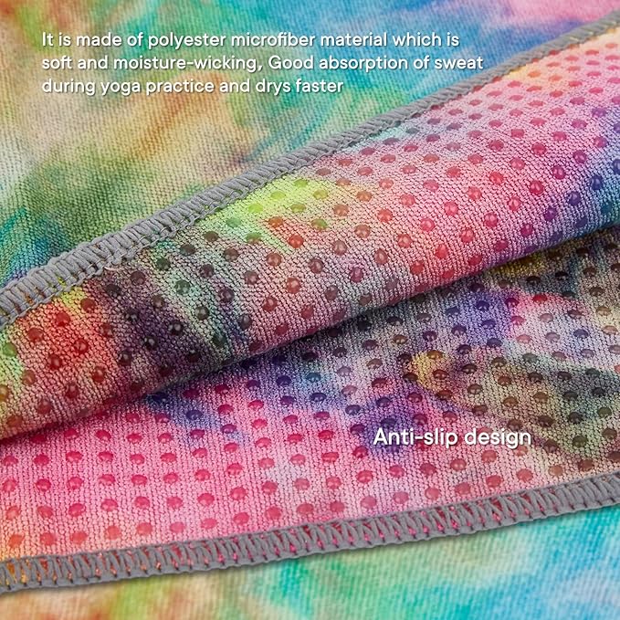 Yoga Towels, Non Slip Hot Yoga Mat Towel with Grip Dots,Super-Absorbent Soft Microfiber Yoga Blanket for Pilates, Fitness and Workout 72inch x 24inch