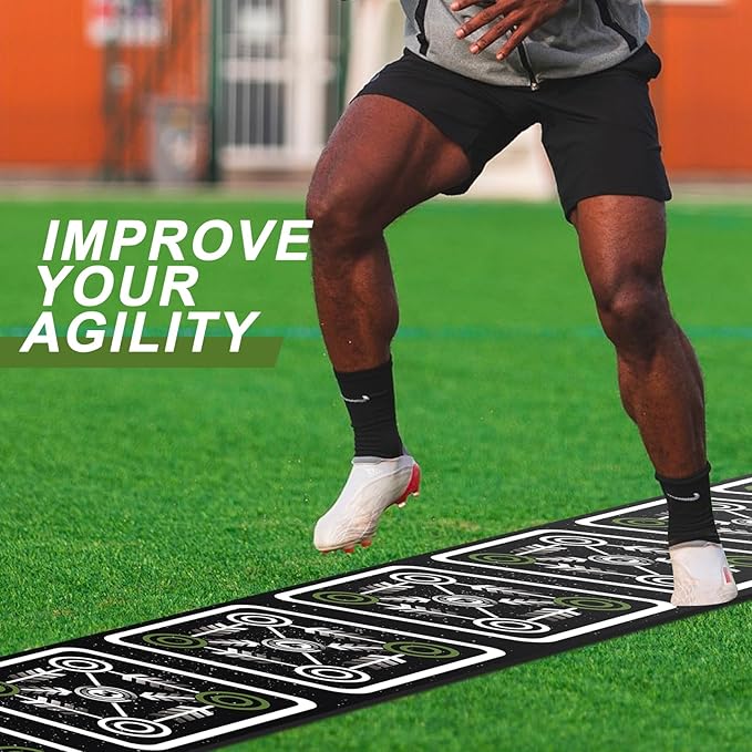 Agility Ladder Mat 11.9 ft X 1.3 ft Agility Ladder Pad Agility Training Equipment Agility Workout Ladder Mat for Soccer Football Tennis Boxing Training