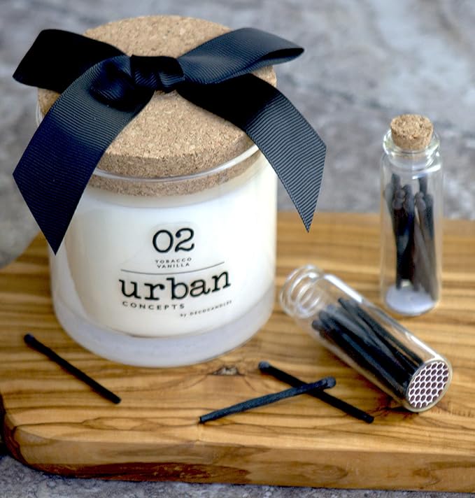 Urban Concepts by DECOCANDLES - Incense - Smells Like Smokey Amber - Highly Scented Soy Candle - Long Lasting - Hand Poured in USA (9 Oz. Cork)