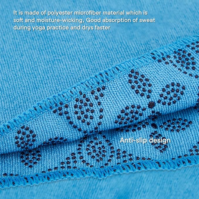 Yoga Towels, Non Slip Hot Yoga Mat Towel with Grip Dots,Super-Absorbent Soft Microfiber Yoga Blanket for Pilates, Fitness and Workout 72inch x 24inch