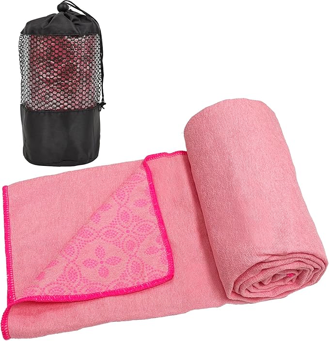 Yoga Towels, Non Slip Hot Yoga Mat Towel with Grip Dots,Super-Absorbent Soft Microfiber Yoga Blanket for Pilates, Fitness and Workout 72inch x 24inch