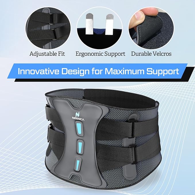 NEENCA Lower Back Brace for Lower Back Pain Relief, Medical Grade Lumbar Support Belt for Women Men, Herniated Disc,Lumbar Strain,Sciatica, Scoliosis (Black, Large)