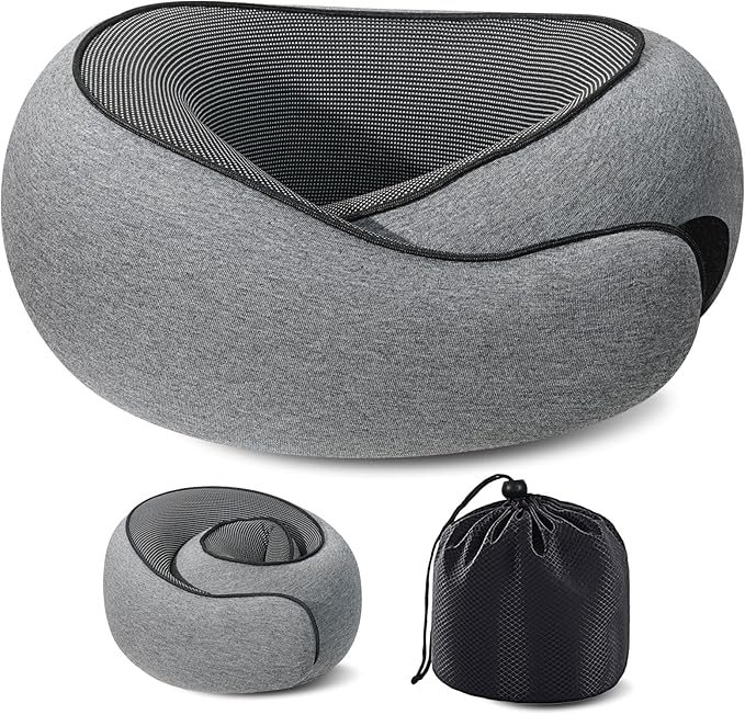 Neck Travel Pillow for Airplanes, Memory Foam Pillows for Travel Long Flight, Comfortable & Portable Neck Airplane Pillow Designed for Travel, Airport,Trains,Car Driving,Office