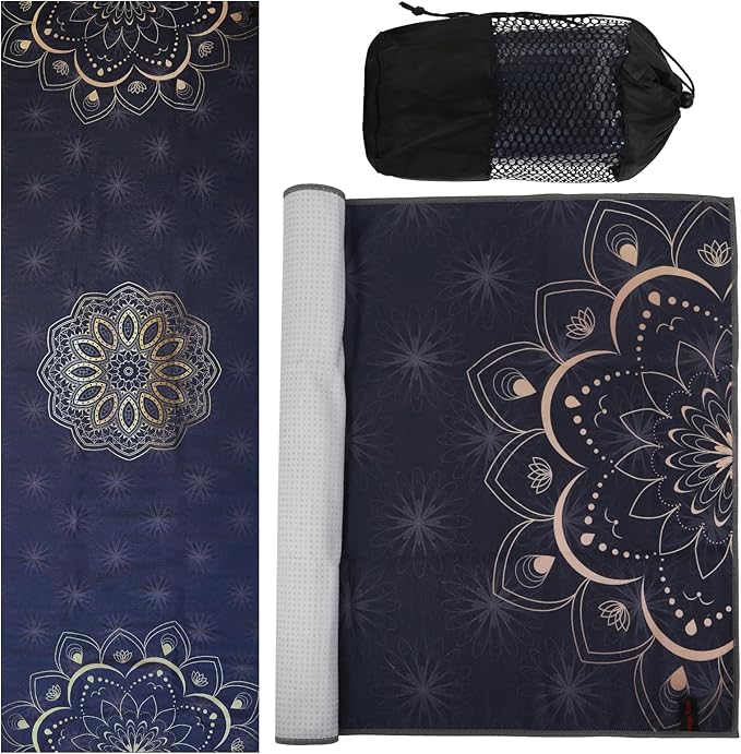 Yoga Towels, Non Slip Hot Yoga Mat Towel with Grip Dots,Super-Absorbent Soft Microfiber Yoga Blanket for Pilates, Fitness and Workout 72inch x 24inch