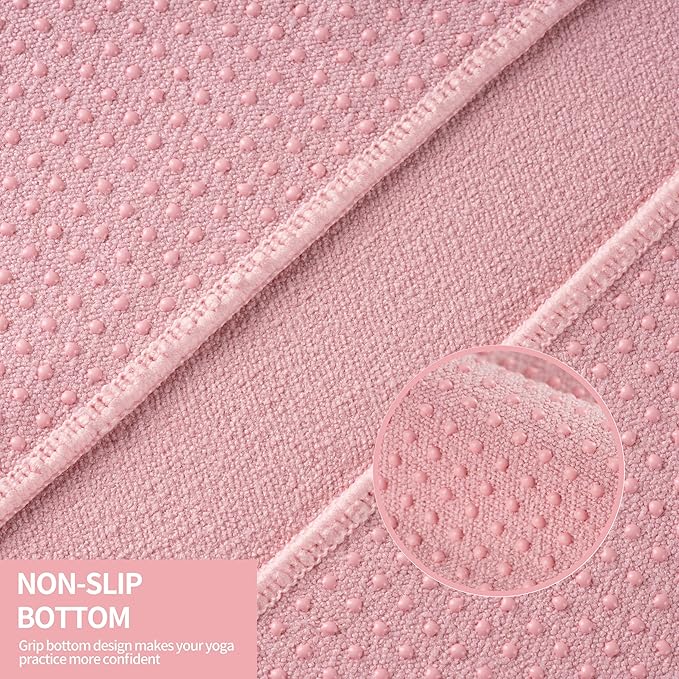 New Microfiber Hot Yoga Towel Mat, 24 x 72 inches, with Non-Slip Silicone Grip, Secure Fit Elastic Straps