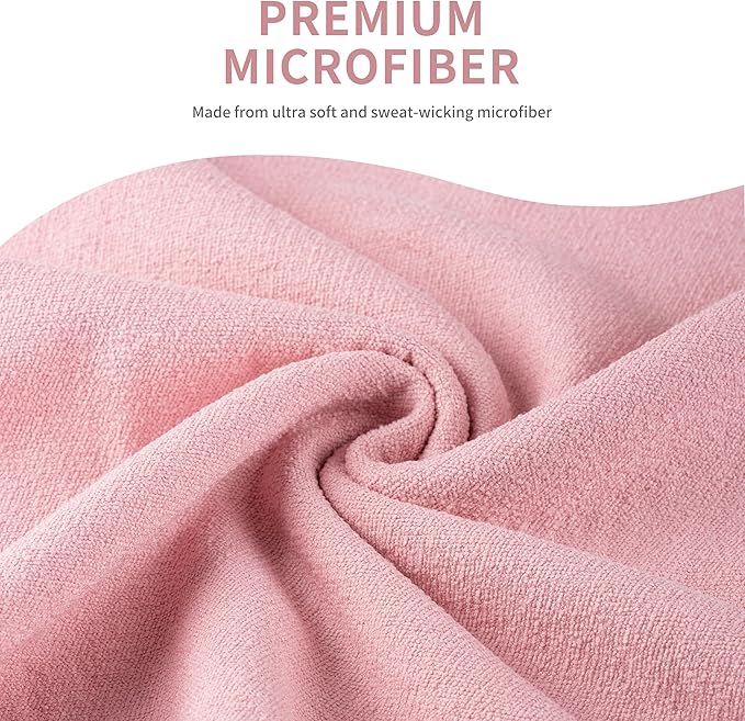 New Microfiber Hot Yoga Towel Mat, 24 x 72 inches, with Non-Slip Silicone Grip, Secure Fit Elastic Straps