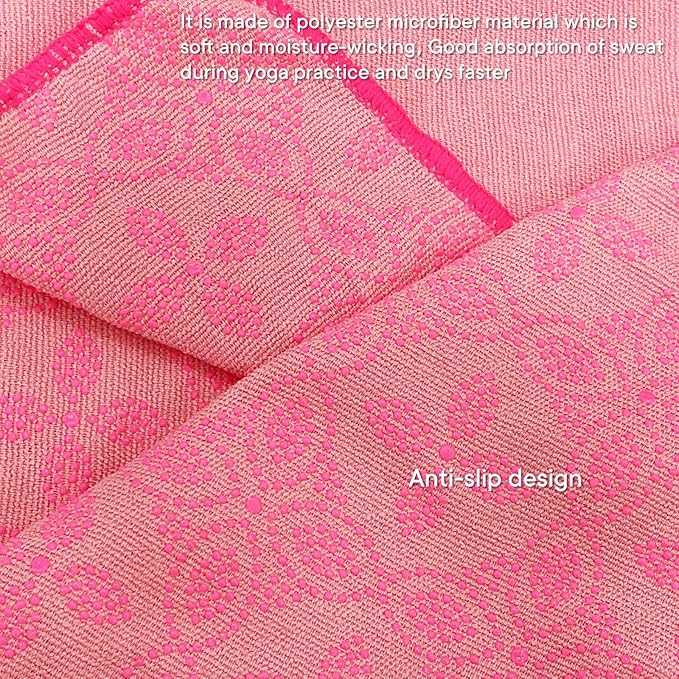 Yoga Towels, Non Slip Hot Yoga Mat Towel with Grip Dots,Super-Absorbent Soft Microfiber Yoga Blanket for Pilates, Fitness and Workout 72inch x 24inch