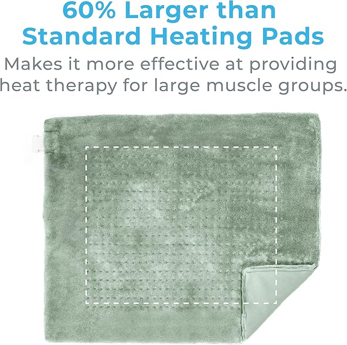 Pure Enrichment WeightedWarmth Extra-Wide Weighted Heating Pad for Cramps, Back, & Shoulder Joint Relief, 3.5 lbs, 6 Heat Settings, Microplush, Machine Washable, 2 Hr Auto Shut-Off, 20”x24” (Jade)
