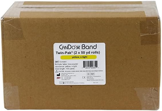 CanDo Twin-Pak Exercise Band, Yellow, 100 Yard