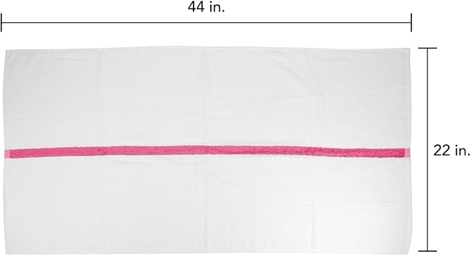 Arkwright White Bath Gym Towel - Case of 60 - Bulk 100% Cotton Soft Quick Dry Sweat Absorbent Hotel Quality Towels for Workout, Bathroom, Spa, Pool, 22 x 44 in, Pink