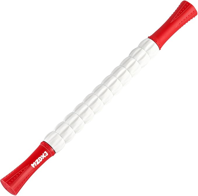 Muscle Roller Stick for Athletes - Deep Tissue Fascia Blaster & Roller Massager for Myofascial Pain Relief - Handheld Physical Therapy & Recovery Tool(Red White-20 inch)