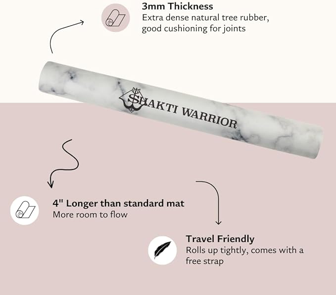 Shakti Warrior Suede yoga mat - Premium Printed Natural Eco-friendly Non-Slip Mat Great for Hot Yoga, Pilates, Workouts (72 inch x 24 inch x 3mm thick)