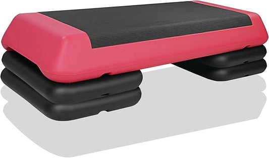 Adjustable Aerobic Stepper Workout Step with 4 Risers Fitness & Exercise Platform Trainer