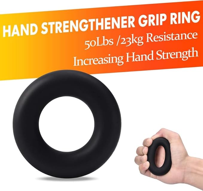 Grip Strength Trainer 7 Pack Adjustable, Finger Stretcher Resistance Extensor Bands, Finger Exerciser, Hand Gripper Strength Ring & Stress Ball