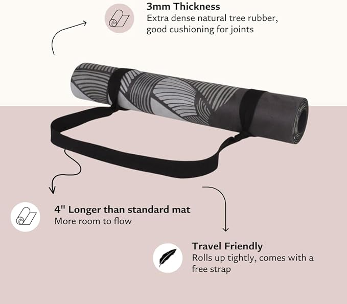 Shakti Warrior Suede yoga mat - Premium Printed Natural Eco-friendly Non-Slip Mat Great for Hot Yoga, Pilates, Workouts (72 inch x 24 inch x 3mm thick)