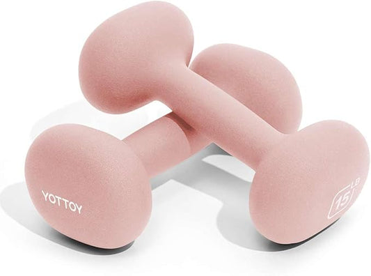 YOTTOY Dumbbell Set of 2,2-15 Pound Hand Weights for Women, Non-Slip Hand Weights for Home Gym, Strength Training, and Full-Body Workouts