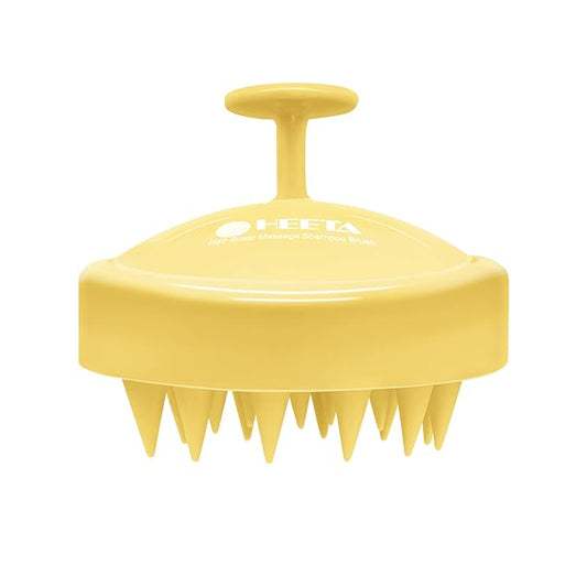 HEETA Scalp Massager with Soft Silicone Bristles - Promotes Hair Growth, Exfoliates Scalp, Removes Dandruff, and Enhances Shampoo Cleansing, Yellow