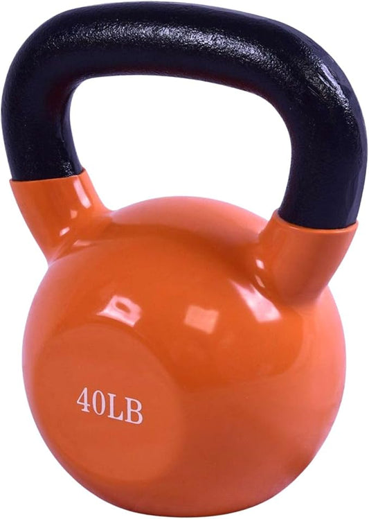 Vinyl Coated Kettlebell - Choose 20, 25, 30, 35, 40, 45 Lbs - Durable, Non-Slip Grip for Home Gym, CrossFit, Strength Training